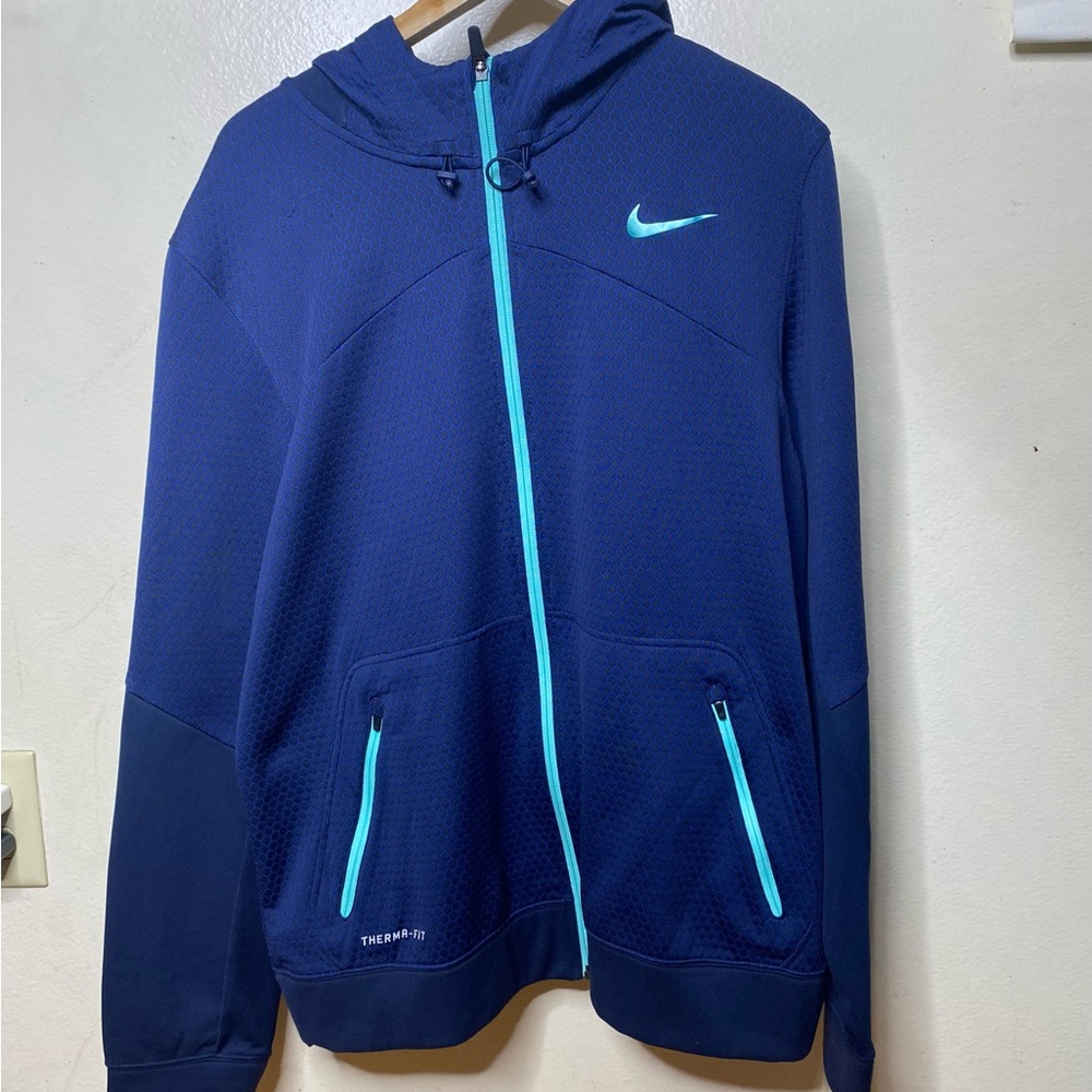 Nike Navy and Aqua Full-Zip Hoodie Kobe Bryant BLACK MAMBA Zip-Up
✅Size L